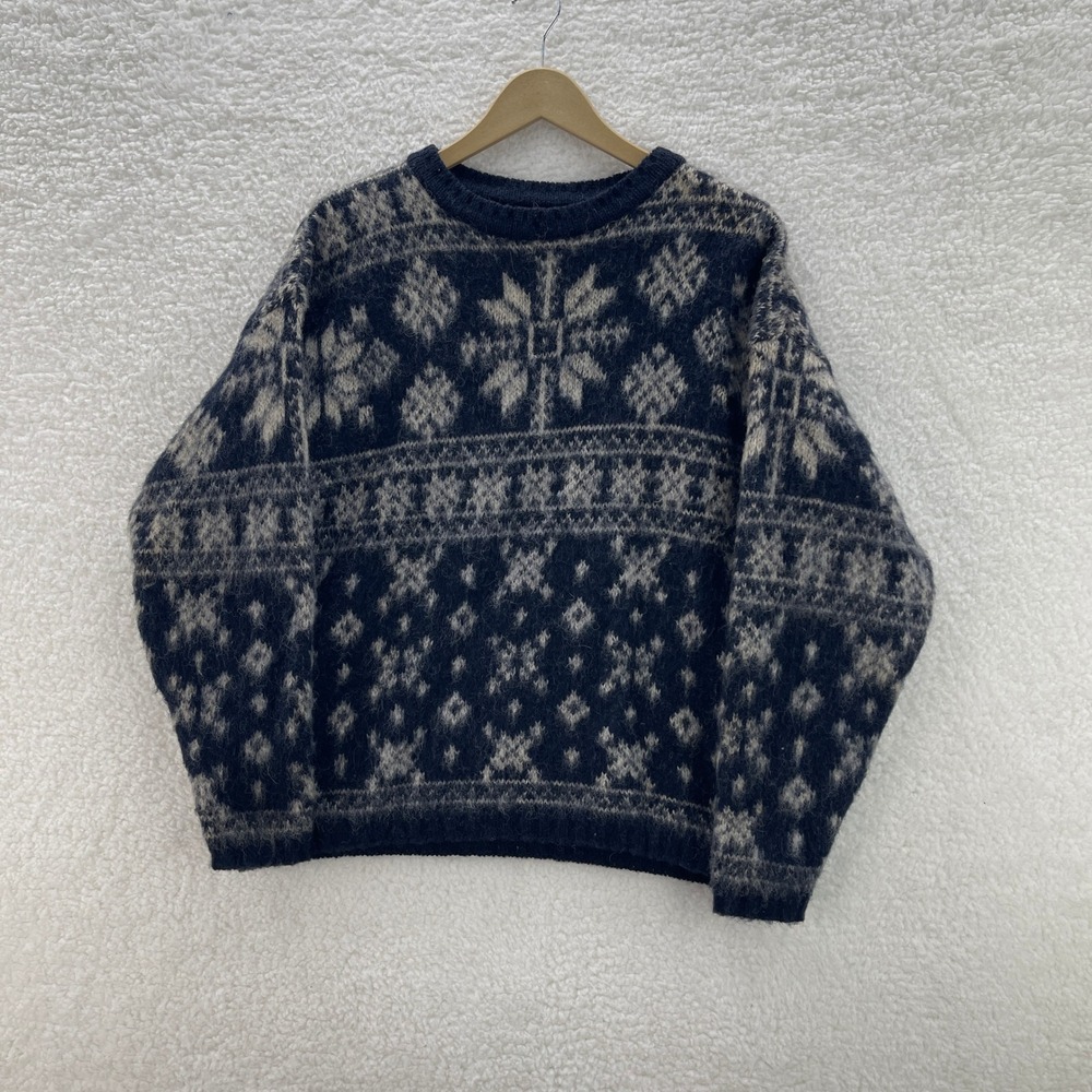 VTG Woolrich Sweater Womens M Wool Fair Isle Snowflake Nordic Fisherman USA Made